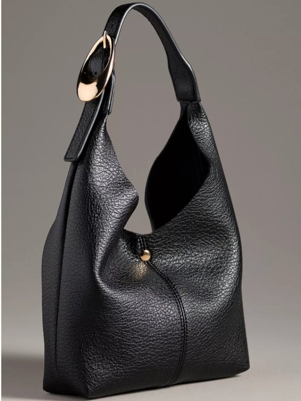 Anthropologie Small 'Love Knot Slouchy Bag: Mini Buckle' - Black, LIKE NEW